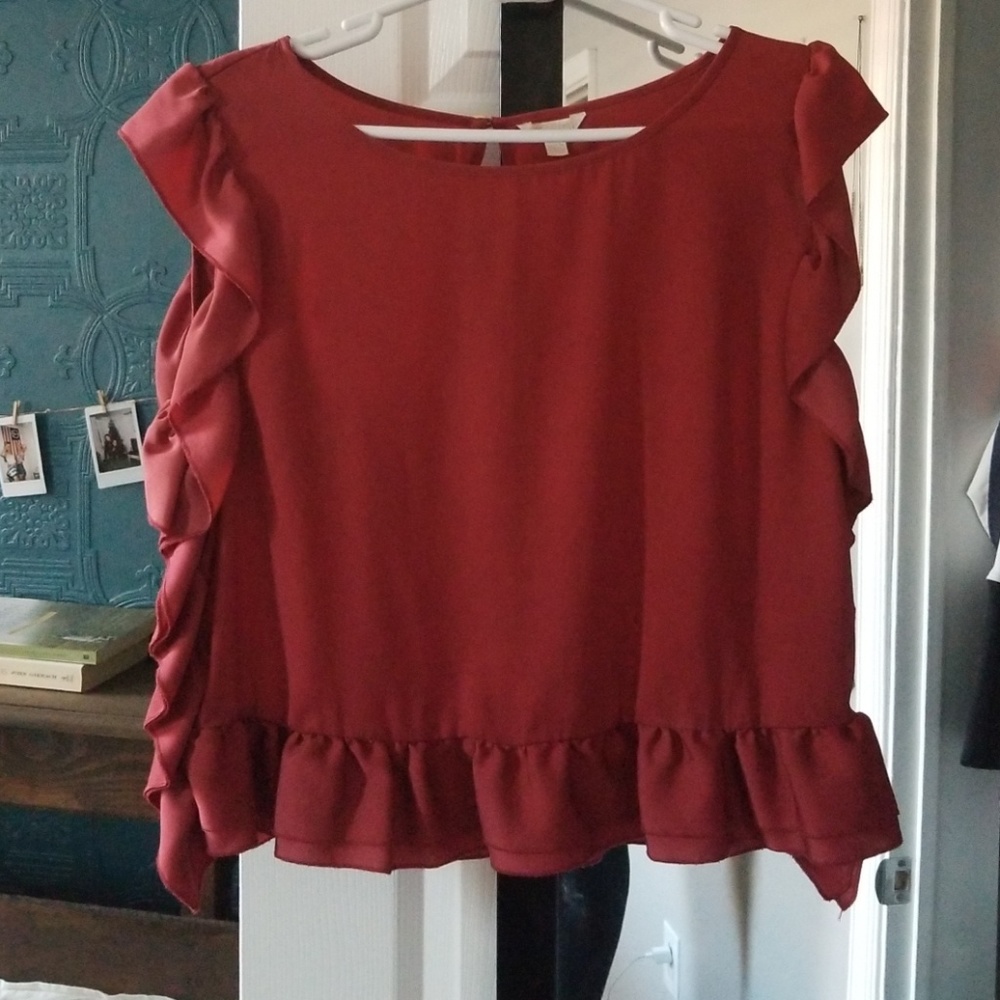Red Ruffle Top